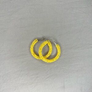 Yellow glitter Hoop Earrings